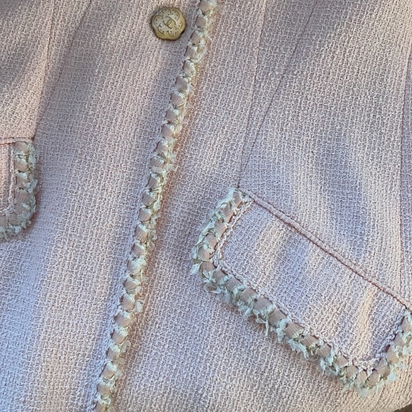 CHANEL Light Pink Jacket Coat Size 44 Cotton Stunning Chanel Feminine Elegant - Picture 16 of 17